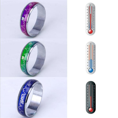 Emotion Feeling Changeable Mood Heart Rate Colorful Changing Magic Stainless Steel Couple Finger Ring Engagement Christmas Gift ► Photo 1/5