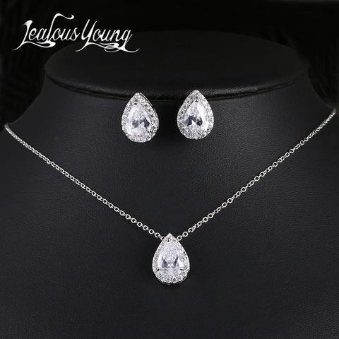 Nigerian Water Drop Cubic Zirconia Wedding Jewelry Sets inlay Luxury Crystal Bridal Jewelry Set Gifts For Bridesmaids AS099 ► Photo 1/6