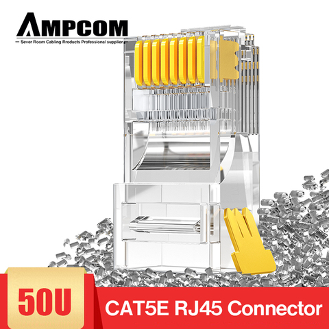 AMPCOM CAT5e RJ45 Connector 8P8C Modular Ethernet Cable RJ 45 Ends Ethernet Cable Crimp Connectors UTP Network Plug ► Photo 1/6