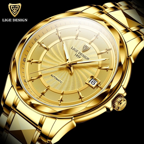 LIGE Mens Automatic Mechanical Watches Luxury Brand Business Tungsten Steel Waterproof WristWatch Men Fashion Clock reloj hombre ► Photo 1/6