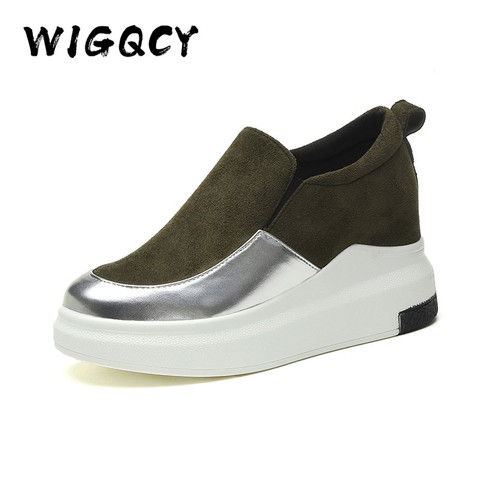 New Hidden Heel Women Casual Platform Shoes Woman Sneakers Suede Slip on Shoes for Women Height Increasing Flock Wedges Shoes ► Photo 1/6