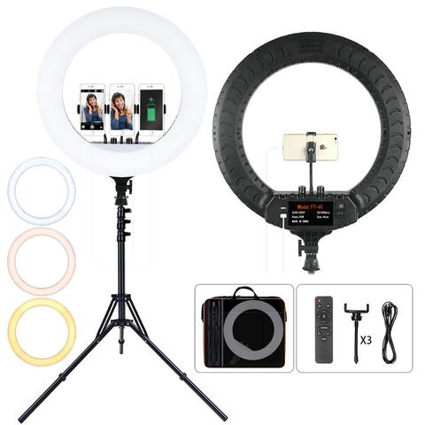 fosoto 18 Inch 2700-6500K LED Ring Lamp Photographic lighting With Tripod Remote Ring Light For Camera Youtube Makeup Video ► Photo 1/6