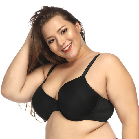 Women Plus Size Bra Seamless Underwire Thin Cup C D E F G H I J Simple Daily Brassiere for Big Chest Black Beige Super Large Cup ► Photo 1/6