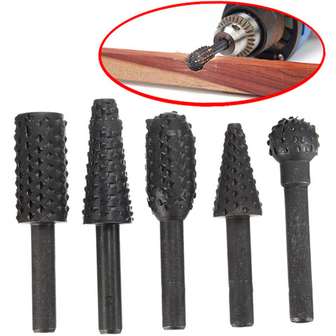 5pcs / 6pcs Rasp File Drill Bits Rasp Set Drill Grinder Drill Rasp For Woodworking Carving Tool 1/4