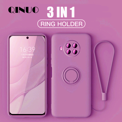 Liquid Silicone Ring Holder Phone Case For Xiaomi Redmi Note 9 SE 8 7 Pro 9S 9A POCO X3 NFC Mi 10 T CC9 Pro 10T Lite Stand Cover ► Photo 1/6