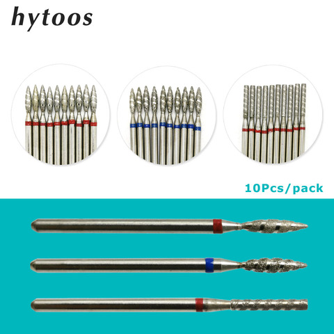 HYTOOS 10Pcs Tornado Flame Nail Drill Bits Diamond Cutters for Manicure Cuticle Clean Burr Diamond Mill Nails Accessories Tool ► Photo 1/6