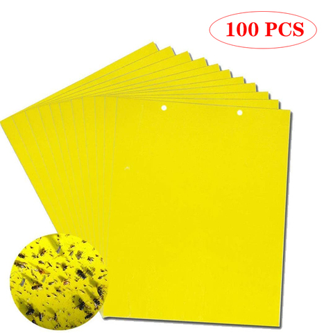 100pcs Strong Fly Traps Bugs Sticky Board Dual-Sided Catching Aphid Insects Pest Control Whitefly Thrip Leafminer Glue Sticker ► Photo 1/6