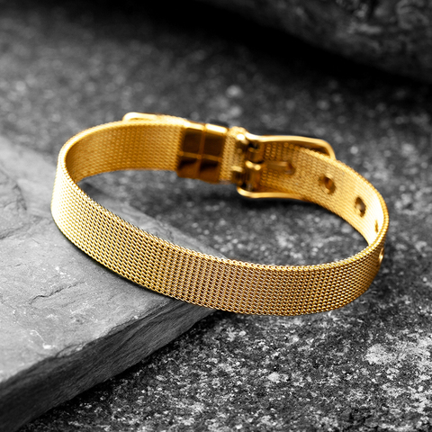 Hot Stainless Steel gold metal mesh adjustable buckle Steel color bracelet bracelet strap adjustable bracelet for men and women ► Photo 1/6