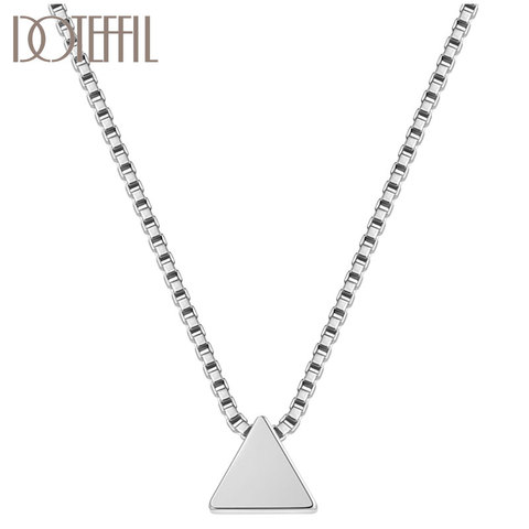 DOTEFFIL 925 Sterling Silver 18 Inch Triangle Pendant Box Chain Necklace For Women Man Fashion Wedding Party Charm Jewelry ► Photo 1/6