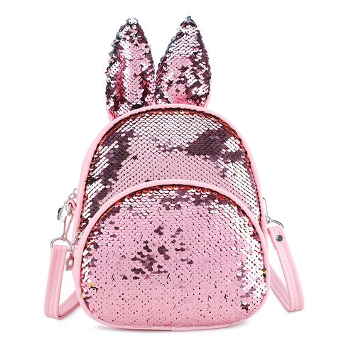 Women Backpack  Sequin Children Kids Rabbit Ears Small Backpack Mini School Bag Kindergarten Boys Girls  /BL1 ► Photo 1/6