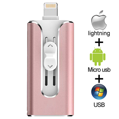 Metal USB Flash Drive 128GB OTG Pen Drive 32GB 64GB USB 3.0 Flash Disk for iPhone 11 Pro/XR/XS Max USB Memory Stick 256gb ► Photo 1/6