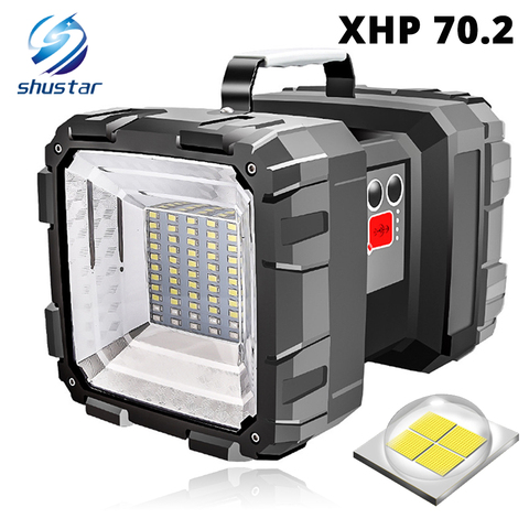 Rechargeable Super bright LED Searchlight Double head LED Flashlight spotlight With XHP 70.2 Lamp bead waterproof camping light ► Photo 1/6