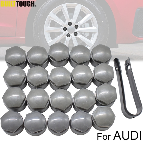 20x Wheel Lug Nut Cover Caps 25mm Water Proof w/ Dismantle Tool Grey For Audi A1 A2 A3 A4 A5 A6 A7 A8 Wheel Bolt Screw Cover ► Photo 1/6