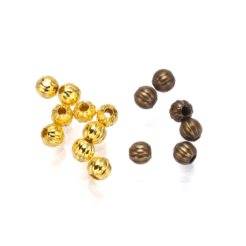 50 pcs Brass watermelon round bead line carved spacer Beads Findings DIY making For Jewelry Necklace Bracelet Accessories ► Photo 1/6