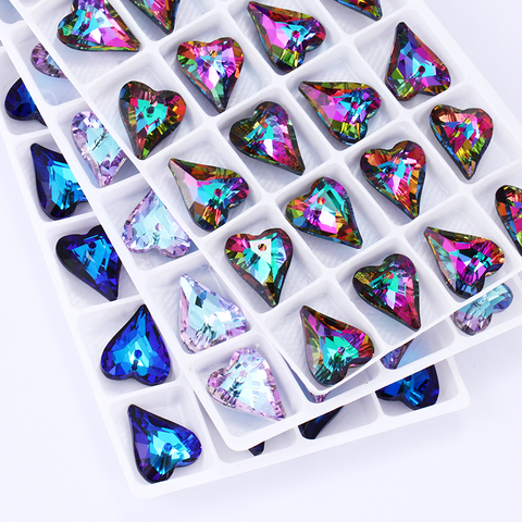 Beautiful Color Heart Shape Pedent Crystal Glass Rhinestones for Craft Christmas Clothing Garment Beads DIY Jewelry Decoration ► Photo 1/6