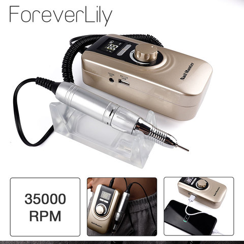 25W Multi-function 35000RPM Rechargeable Portable Strong Polishing Electric Nail Drill Machine Manicure Pedicure Set Nail Tools ► Photo 1/6