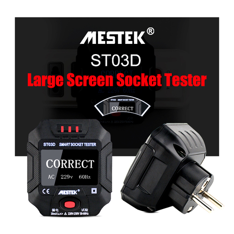 Socket Testers LCD Screen Voltage Test Socket Detector UK EU Plug Ground Zero Line Plug Polarity Phase Check Cable finder RCD ► Photo 1/6