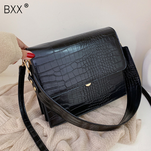 [BXX] Stone Pattern PU Leather Crossbody Bags For Women 2022 Autumn Brand Designer Shoulder Messenger Bag Female Handbags HI917 ► Photo 1/6