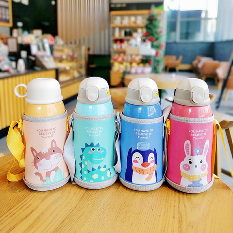 350ml Mini Thermos Cup Kids Cartoon Hot Water Bottle Stainless Steel  Thermal Coffee Mug Straw Drinkware Vacuum Flask Insulated - AliExpress