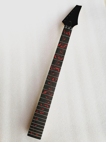 disado 24 Frets maple Electric Guitar Neck rosewood fingerboard inlay red tree of life black headstock Guitar accessories parts ► Photo 1/6