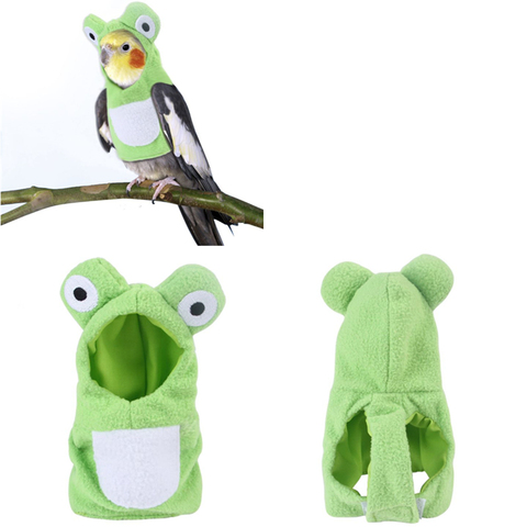 Funny Frog Shaped Birds Clothes Plush Flying Suit Parrots Costume Cosplay Outfit Winter Warm Hat Hooded Pet Bird Accessories C42 ► Photo 1/6