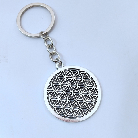 1Pcs Flower of Life Buddhist Keychain Long Chain Seed of Life Sacred Geometry Jewelry Fleur De Vie Yoga Namaste Keychain ► Photo 1/6