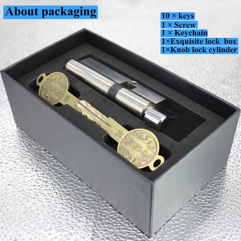 Door cylinder  65 70 75 80 85 90 100mm Security Copper Lock Core Security door Handle Brass 10 Keys Anti-Pry Stainless Cylinder ► Photo 1/6