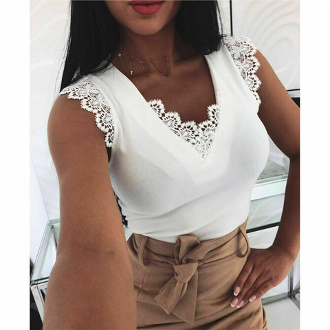 Factory Direct Sales Women Ladies Summer Lace Vest Top Sleeveless Casual T-Shirt New ► Photo 1/6