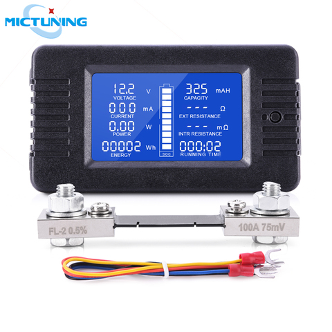 MICTUNING LCD Display DC Battery Monitor Meter 0-200V Voltmeter Ammeter with 9 Measurement Functions for Automobile Solar System ► Photo 1/6