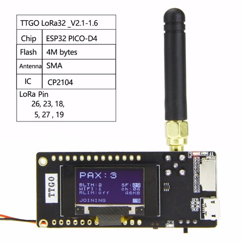 TTGO LoRa32 V2.1 Bluetooth WIFI Wireless Module 433/868/915Mhz ESP32 OLED 0.96 inch Bluetooth WIFI wireless module SMA IP5306 ► Photo 1/6