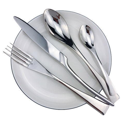 Hot Sale 24-Piece Shiny polishing Mirror Silver Cutlery Dinnerware Set Tableware Flatware Set 18/10 Stainless Steel Wholesale ► Photo 1/6