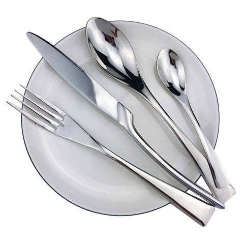 Hot Sale 24-Piece Shiny polishing Mirror Silver Cutlery Dinnerware Set Tableware Flatware Set 18/10 Stainless Steel Wholesale ► Photo 1/6
