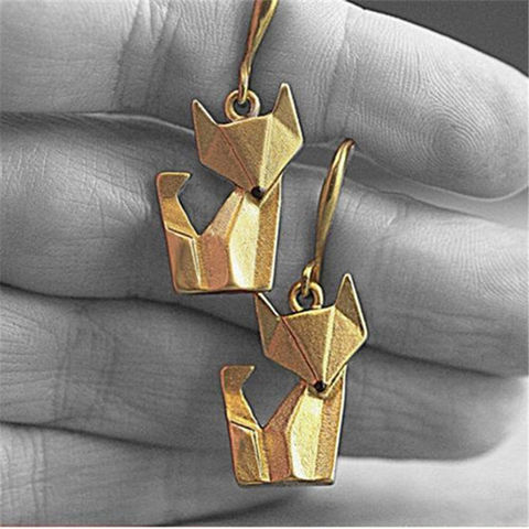 2022 New Origami Fox Dangle Earrings Women Engagement Wedding Accessories Fashion Drop Earring for Female Jewelry Dropshipping ► Photo 1/2