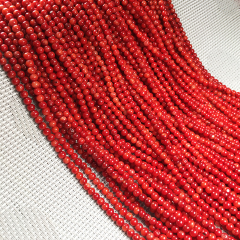 Round Red Coral Beads Natural Stone Coral Charm Loose Beads Isolation Beads For Jewelry Making Bracelet DIY Necklace 2 3 4 5 6mm ► Photo 1/5