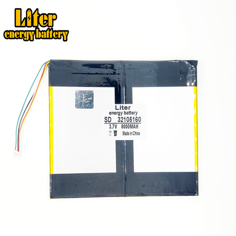 5 thread The tablet battery 3.7V 8000mAH 32105160 Polymer lithium ion / Li-ion battery for tablet pc battery ► Photo 1/4