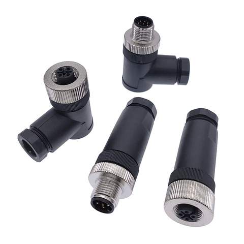 Sensor connector M12 waterproof male&female straight&angle screw threaded plug coupling 4 5 8 Pin A type ► Photo 1/6