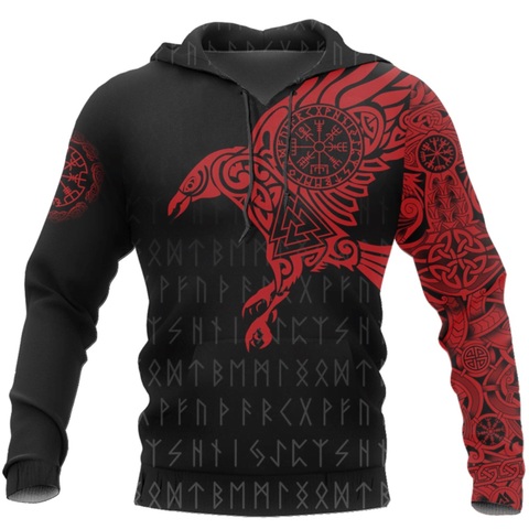 2022 Newest Viking Tattoo Warrior Legend Retro Classic New Fashion Streetwear Unisex 3D Print Hoodies Sweatshirts red  Jacket ► Photo 1/6