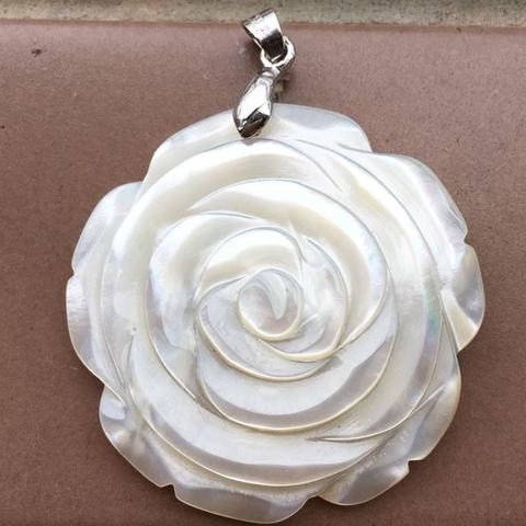 Free shipping Fashion Jewelry White Mother of Pearl Shell Flower Art Pendant Bead MC9208 ► Photo 1/2