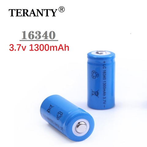 2Pcs/set 16340 battery CR123A 3.7V 1300mAh Rechargeable Li-ion Battery for Led Flashlight batery litio battery Wholesale ► Photo 1/6