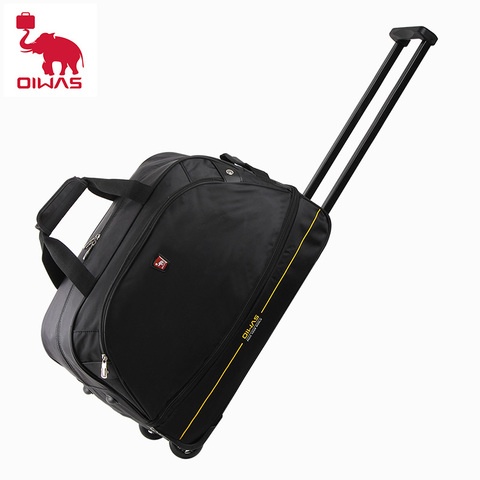 OIWAS Men Trolley Duffle Bag 56L Water-Repellent Foldable Rolling Suitcase Hand Luggage With Wheels Carry-On Bags Expansion Pack ► Photo 1/6