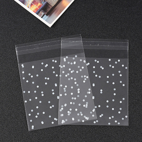 100 PCS Gift bags plastic biscuit packaging bread baking supplies white dot candy party wedding decoration ► Photo 1/6