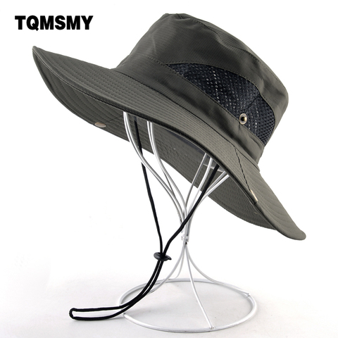 Solid color sun hats for men Outdoor Fishing cap Wide Brim Anti-UV beach caps women Bucket hat Summer Hiking camping bone gorros ► Photo 1/6