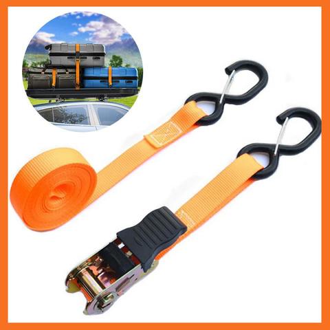 2PCS Portable Auto Luggage Trailer Ratchet Tie Down Strap 8-shaped Hook Brake Strap Binding Belt For Motorcycle Car Accessories ► Photo 1/6