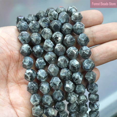 Natural Stone Faceted Black Labradorite Spacers Loose Charms Beads for Jewelry Making DIY Bracelet Necklace 15