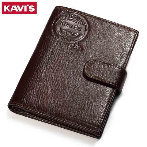 KAVIS New Genuine Cowhide Leather Wallet Men Passport Cover Male Coin Purse Card Holder Travel Credit Walet Business for Boys ► Photo 1/6