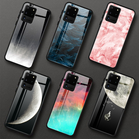 Ultra-thin Planet Starry Phone Case For Samsung Galaxy S20 Ultra Plus Tempered Glass Case For SAMSUNG S20 Plus S 20 Cover Coque ► Photo 1/6