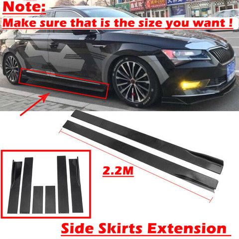 6PCS black 2.2m Universal Side Skirt Extensions Car Side Skirts Winglet Splitters Lip For BMW For Benz For Honda ► Photo 1/6