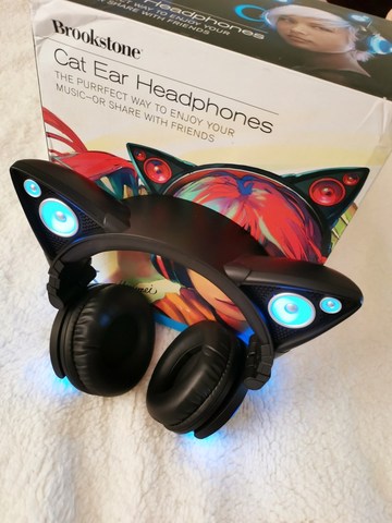 Almost new BOOKSTONE Axent wear 1S Blue Cat ear headphone comics style Two dimensions LED Luminescence game headset for girl ► Photo 1/6