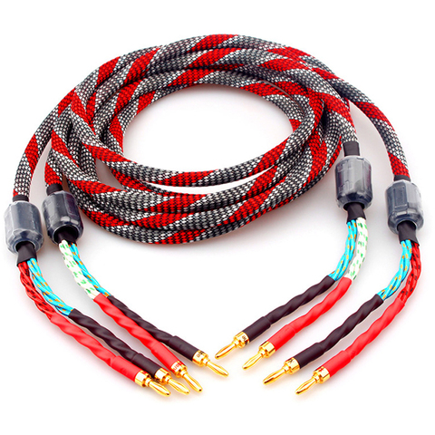 One Pair oxygen-free copper audio speaker cable HI-FI high-end amplifier speaker cable Banana head cable ► Photo 1/6