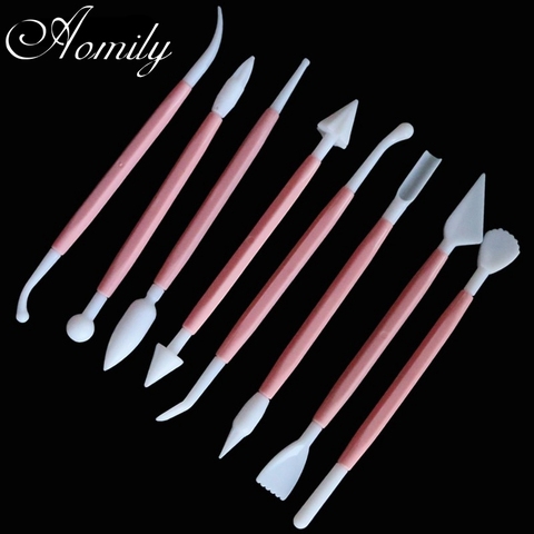 Aomily 8pcs/Set Sculpture Double Sugar Modeling Cutter Smoother Polymer Clay Mold Fondant Gum Paste Decorating Tool Kit ► Photo 1/6